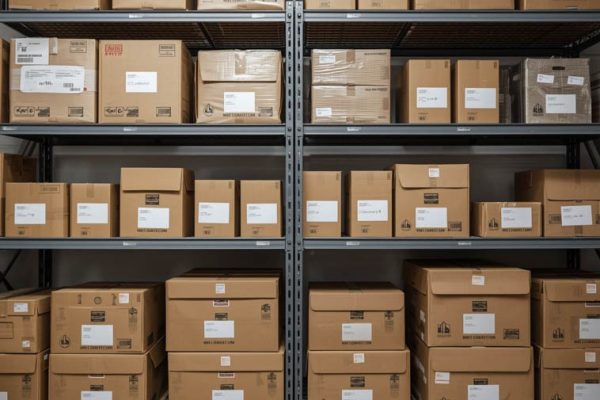 Boxes and packaging in a self storage unit